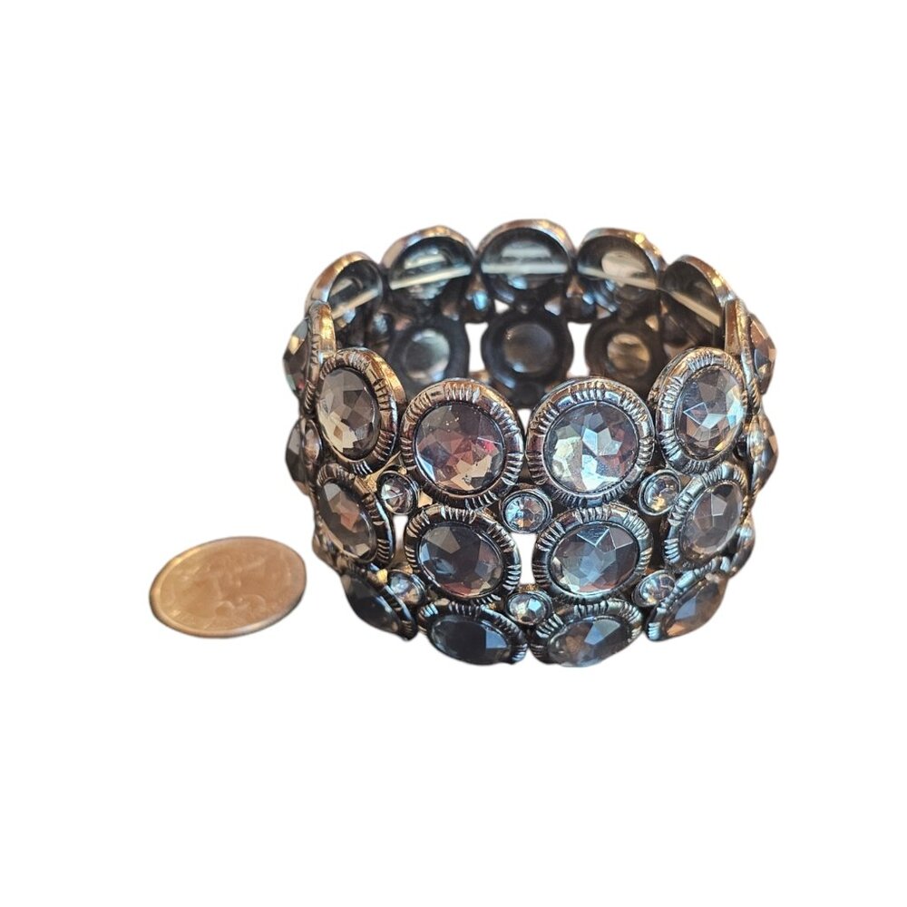 Black Crystal Stretch Bracelet Cuff